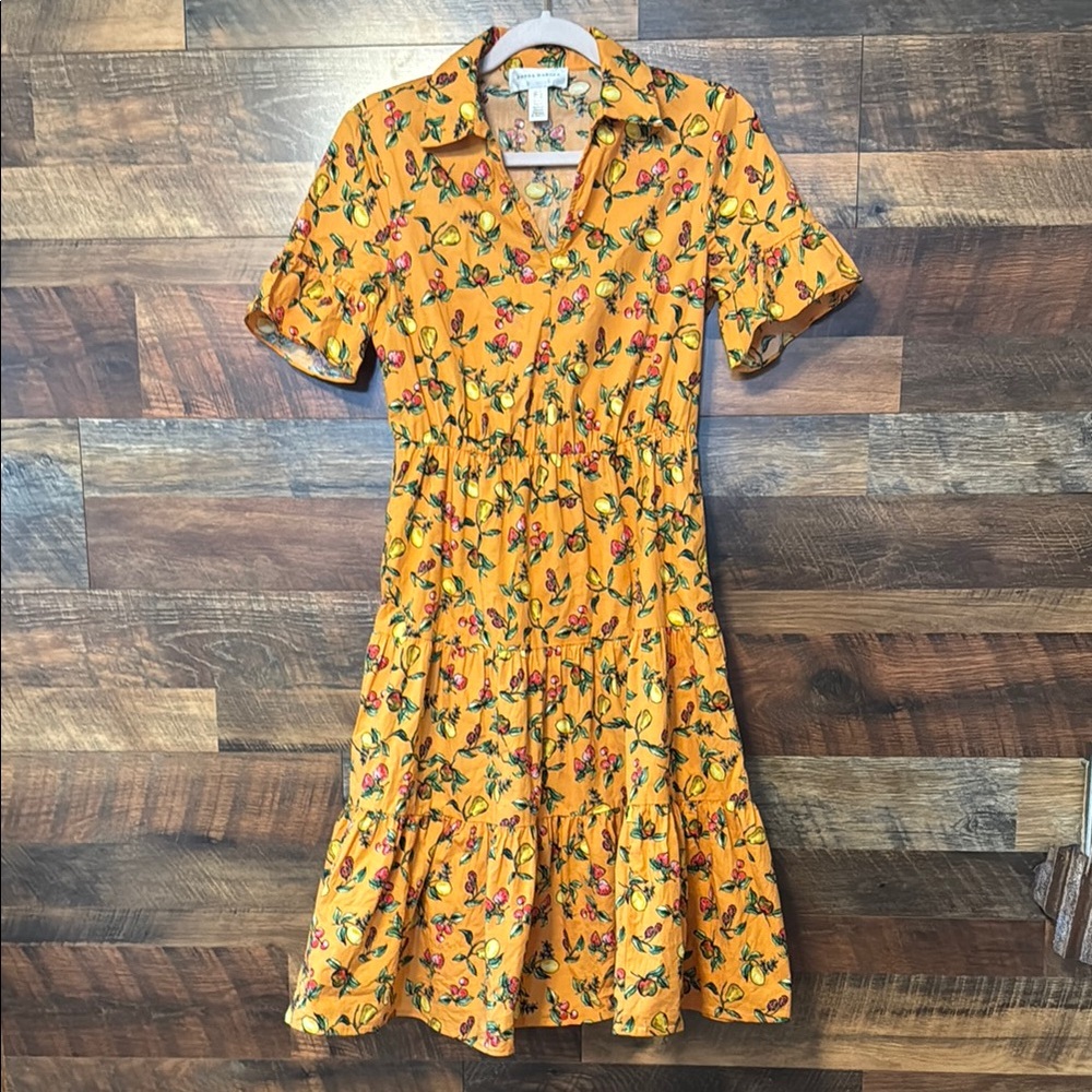 Donna Morgan Yellow Pleated Midi Dress